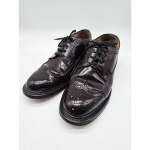 Sears Men‎ Vintage Leather Wingtip Shoes Size 8 1/2 EE Burgundy Brown 74609